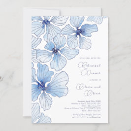 Elegant Blåa blommor Rehearsal Middag Inbjudningar