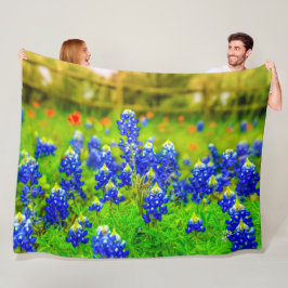 Elegant Blåa blommor Texas Bluebonnets Modern Fleecefilt