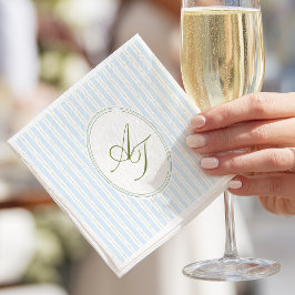 Elegant blåa ränder monogram pappersservett