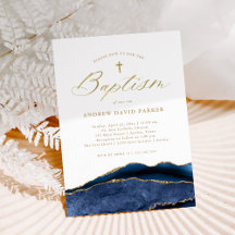 Elegant Blåagat med Guld Kor | Baptism