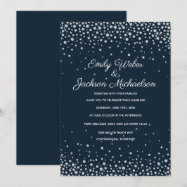 Elegant Blåaktig Silver Diamond Confetti Bröllop Inbjudningar