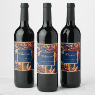 Elegant blåbär bröllop vin vinflaska etikett