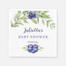 Elegant blåbär och grönska blad Baby Shower