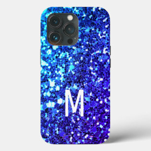 Elegant Blåblå Glitter-Anpassningsbarna, monogramm
