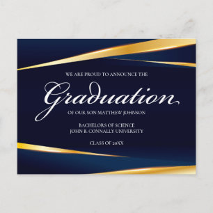 Elegant Blåblå Guld-geometriska formeln Studenten Vykort