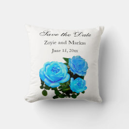 Elegant blåblå ro blå blommigt blåa blommor kudde