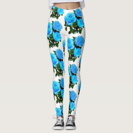 Elegant blåblå ro blå blommigt blåa blommor leggings