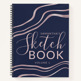 Elegant Blåblå Sketchbook Ro Guld Ditt namn