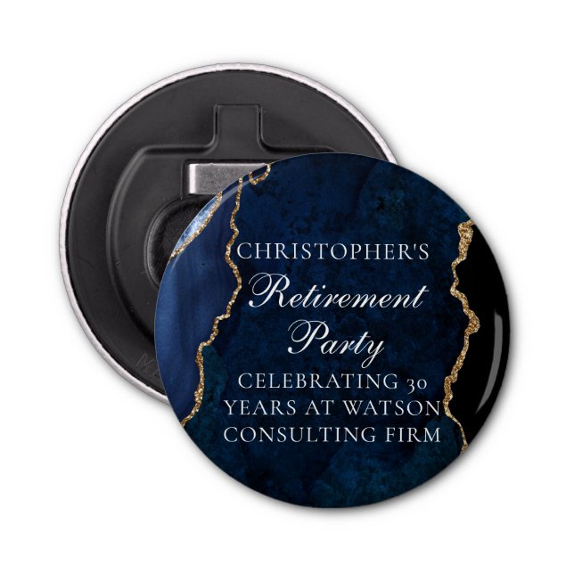 Elegant: Blåblått Guld Agate Pension Party Flasköppnare (Framsidan)