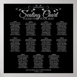 Elegant Black 11 Bord Bröllop-sittdiagram Poster