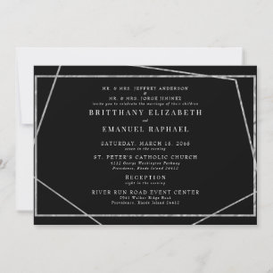 Elegant Black 2 Venue Geometric Båda föräldrarna Inbjudningar
