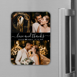 Elegant Black 3 Photo Bröllop Tack Magnet