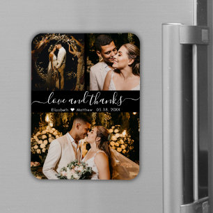 Elegant Black 3 Photo Bröllop Tack Magnet