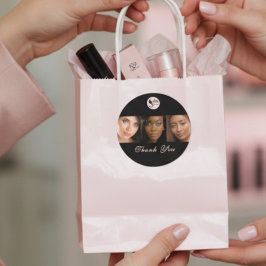 Elegant Black 3 Photo Makeup Business Thank You Runt Klistermärke