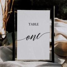 Elegant Black 5x7 utskrivbart Bord One Bordsnummer
