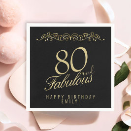 Elegant Black 80 och Fabulous 80 Birthday Pappersservett