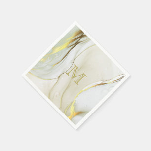 Elegant Bläck Abstrakt Mönster Monogram Pappersservett