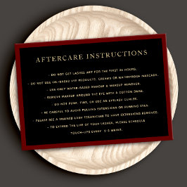 Elegant Black AfterCare for Lash Extensions Salon Visitkort