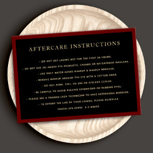 Elegant Black AfterCare for Lash Extensions Salon Visitkort