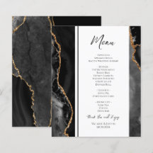 Elegant Black Agate Bröllop Menu