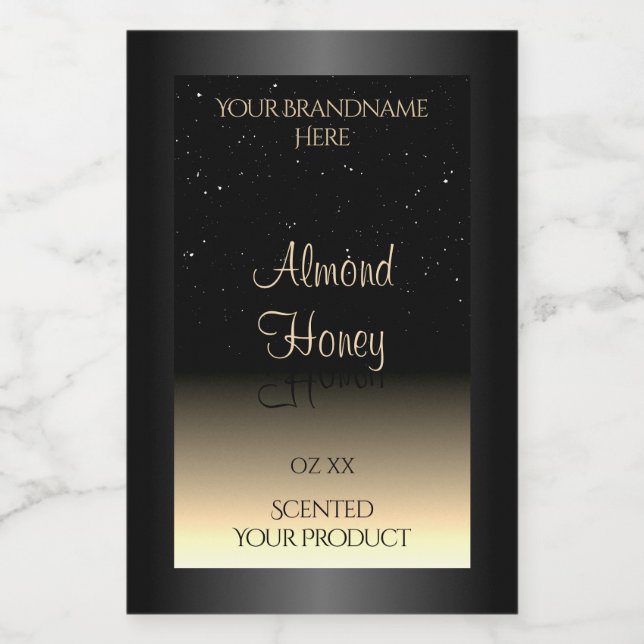 Elegant Black and Cream Product Label Soft Glitter Mat Etikett (Singel etikett)