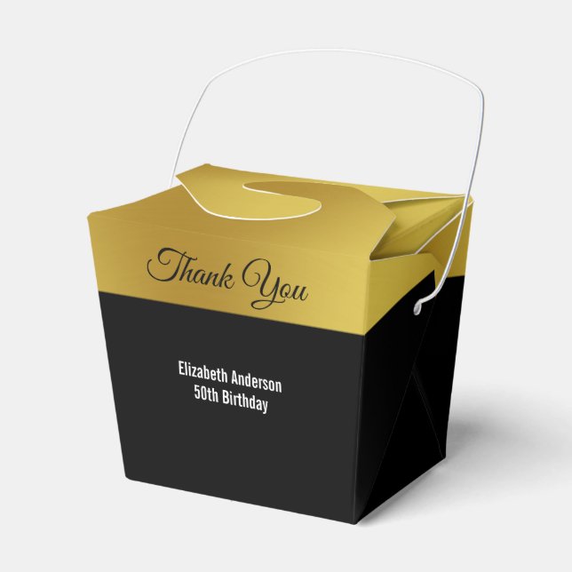 Elegant Black and Faux Guld Birthday Presentaskar (Framsidan Sidan)