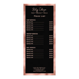 Elegant Black and Faux Ro Guld Foil Rack Card Reklamkort