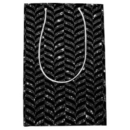 Elegant Black and Glitter Kolla Chevron Print