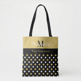 Elegant Black And Gold Diamond Pattern Monogrammed Tygkasse