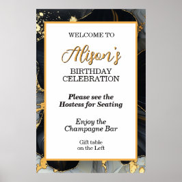 Elegant Black and Gold Floral Poster