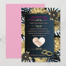 Elegant Black and Gold Floral Wedding Invitation Inbjudningar