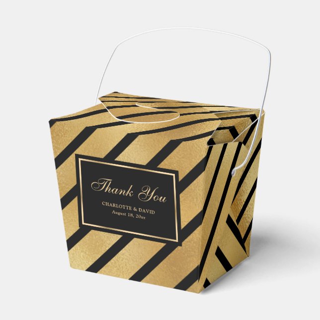 Elegant Black and Gold Foil Bröllop Tack Presentaskar (Framsidan Sidan)