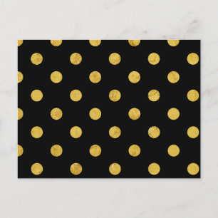 Elegant Black and Gold Foil Polka Dot Mönster Vykort