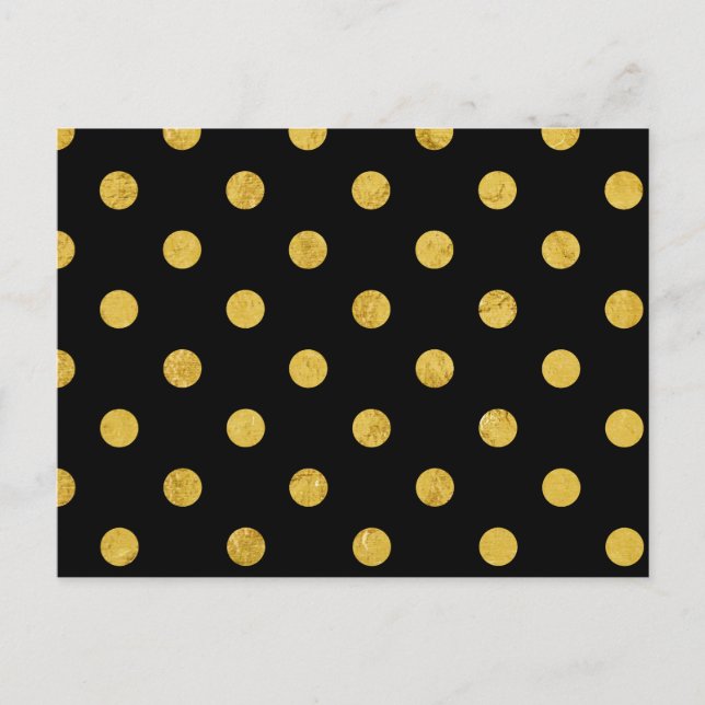 Elegant Black and Gold Foil Polka Dot Mönster Vykort (Framsida)