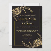 Elegant Black and Gold Foil Ro Bröllop