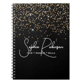 Elegant Black and Gold Glitter Salon Business Anteckningsbok