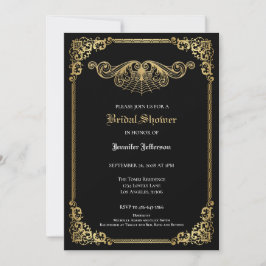 Elegant black and gold Gothic Bridal Shower Meddelande