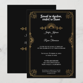 Elegant black and gold Gothic wedding Invitation Inbjudningar