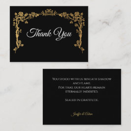 Elegant black and gold Gothic wedding Thank You Anteckningskort
