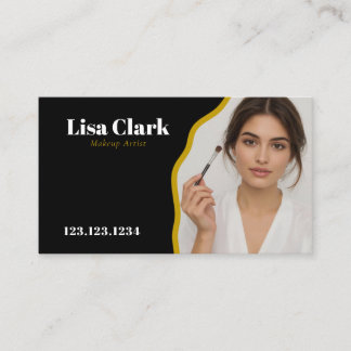 Elegant Black and Gold Makeup Artist Beauty Visitkort