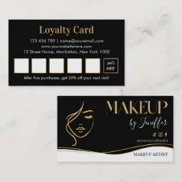 Elegant black and gold makeup artist Loyalty Card Lojalitetskort