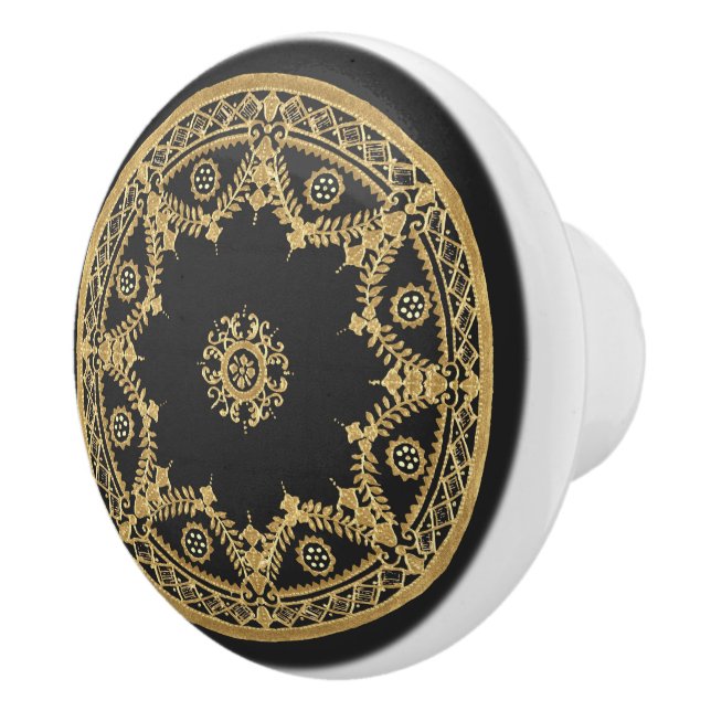 Elegant black and gold mandala pattern knopp (Höger)