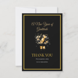 Elegant Black And Gold New Year Thank You Card Tack Kort