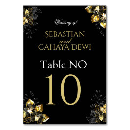 Elegant black and gold summer wedding bordsnummer