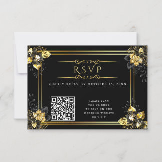 Elegant black and gold summer wedding OSA kort