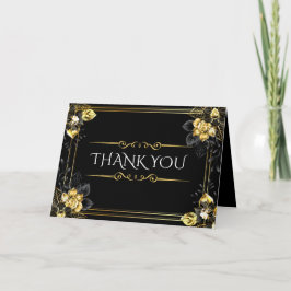 Elegant black and gold summer wedding tack kort