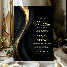 Elegant Black and Gold Wedding Reception Inbjudningar
