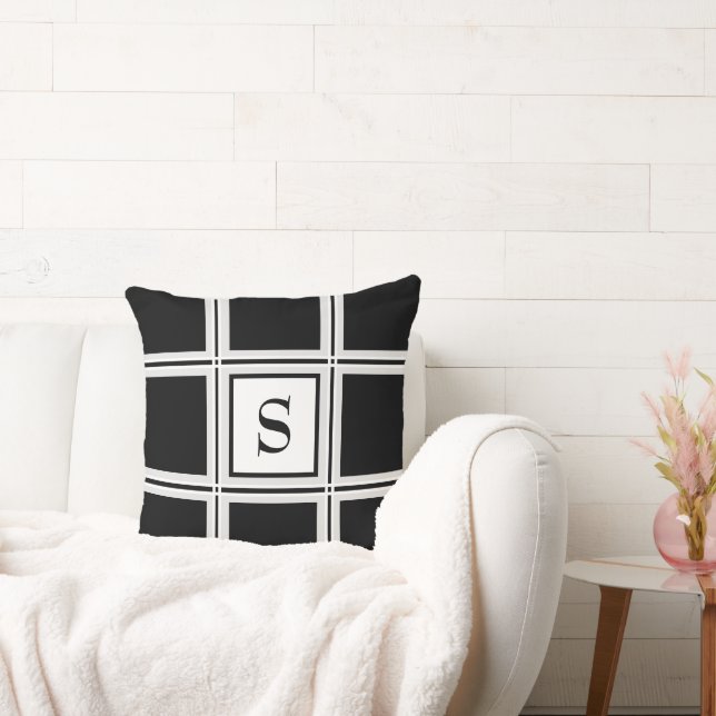 Elegant Black and Grått Anpassningsbar Single Init Kudde (Soffa)