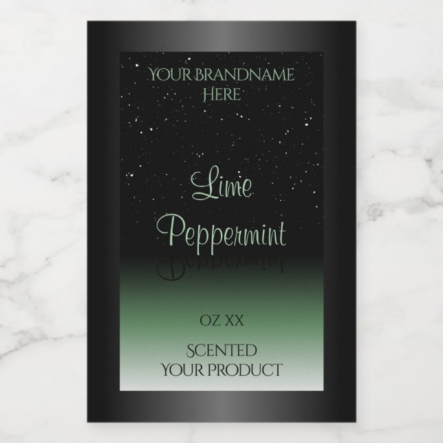 Elegant Black and Grönt Product Label Soft Glitter Mat Etikett (Singel etikett)