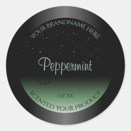 Elegant Black and Grönt Product Label Soft Glitter Runt Klistermärke